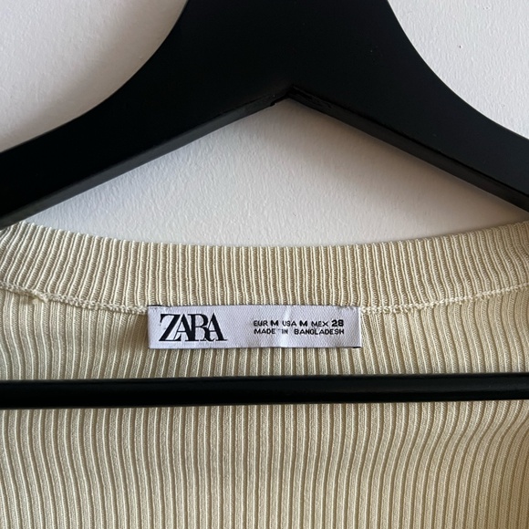 Cream long sleeve ribbed top - Picture 2 of 3